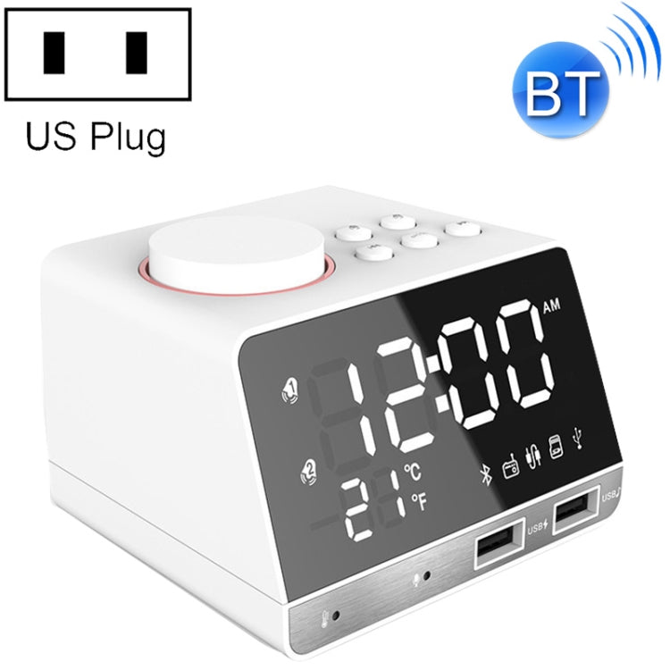 K11 Altoparlante sveglia Bluetooth Orologio musicale digitale creativo Display Radio con doppia interfaccia USB, supporto disco U / scheda TF / FM / AUX, spina americana, US Plug(Black), US Plug(White)