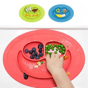 Tovaglietta a ventosa rotonda in silicone monopezzo Smile Style per bambini, piatto e ciotola incorporati