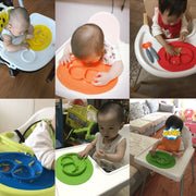 Tovaglietta a ventosa rotonda in silicone monopezzo Smile Style per bambini, piatto e ciotola incorporati
