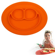 Tovaglietta a ventosa rotonda in silicone monopezzo Smile Style per bambini, piatto e ciotola incorporati