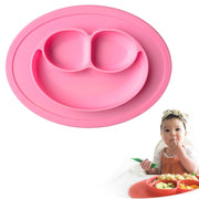 Tovaglietta a ventosa rotonda in silicone monopezzo Smile Style per bambini, piatto e ciotola incorporati