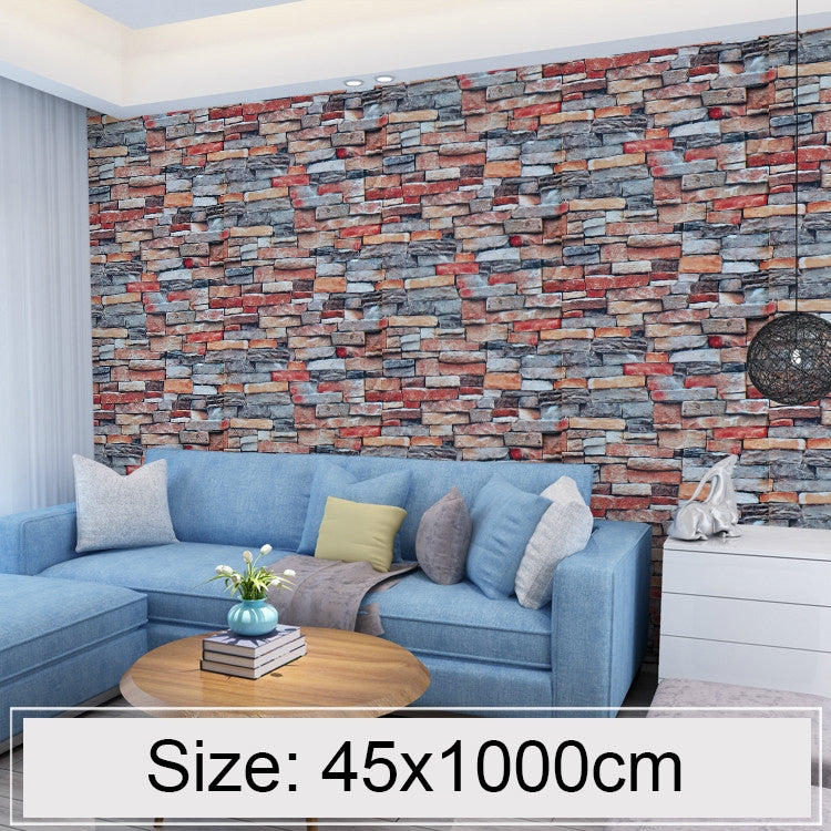 Creativo 3D Colore Pietra Decorazione di mattoni Carta da parati Adesivi Camera da letto Soggiorno Parete Carta da parati impermeabile Rotolo, Dimensioni: 45 x 1000 cm, 3D color stone