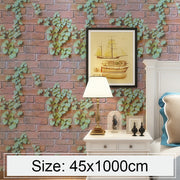 Creativo 3D Partenociso Pietra Decorazione di mattoni Carta da parati Adesivi Camera da letto Soggiorno Parete Carta da parati impermeabile Rotolo, Dimensioni: 45 x 1000 cm, 3D Parthenocissus