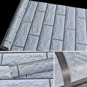 Mattoni grigio argento Creativo 3D Mattoni di pietra Decorazione Carta da parati Adesivi Camera da letto Soggiorno Parete Carta da parati impermeabile Rotolo, Dimensioni: 45 x 1000 cm, 3D silver grey brick