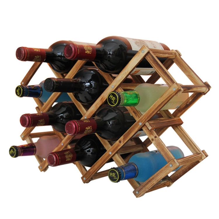 Portabottiglie pieghevole da 10 portabottiglie Portabottiglie in legno Espositore da bar da cucina, 10 Bottles