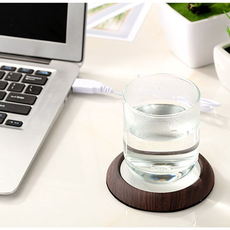 Marble Wood Grain Design USB Tabletop Cup Heating Pad for Tea Coffee, Random Color Delivery