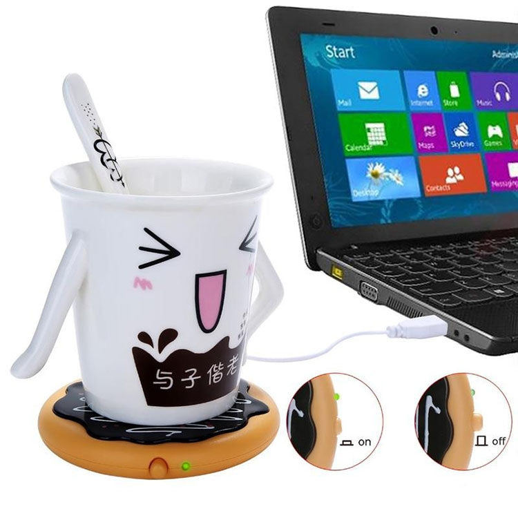 Cavo di alimentazione USB con design a ciambella, tazza da tavolo, scaldatazze, tè, caffè, bevande, tappetino riscaldante, Donut