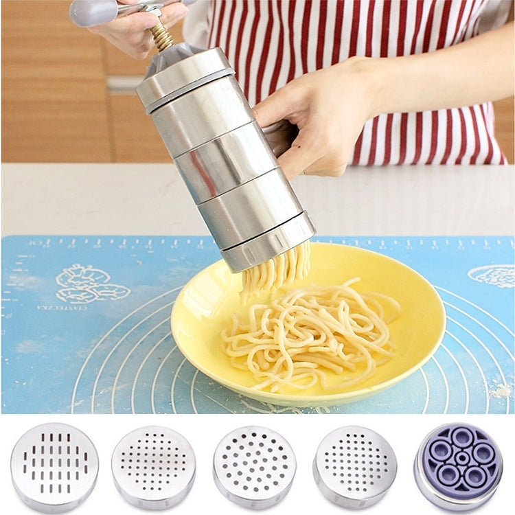 Macchina per pasta manuale in acciaio inossidabile per uso domestico Macchina per noodle a pressione manuale Macchina per noodle con 5 modelli, Pressure Noodle Maker