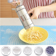 Macchina per pasta manuale in acciaio inossidabile per uso domestico Macchina per noodle a pressione manuale Macchina per noodle con 5 modelli, Pressure Noodle Maker