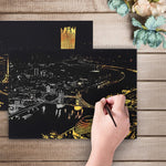 Città luminosa Disegno fai-da-te Immagine Pittura murale Gratta e vinci Golden Night View Paint Arts Paper Dipinto a mano Decorazione domestica Regali creativi fatti a mano, Dimensioni: 41 * 28,7 cm, Panorama London, Panorama Paris, Dubai