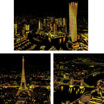 Città luminosa Disegno fai-da-te Immagine Pittura murale Gratta e vinci Golden Night View Paint Arts Paper Dipinto a mano Decorazione domestica Regali creativi fatti a mano, Dimensioni: 41 * 28,7 cm, Panorama London, Panorama Paris, Dubai