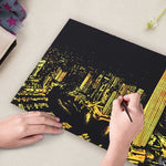 Città luminosa Disegno fai-da-te Immagine Pittura murale Gratta e vinci Golden Night View Paint Arts Paper Dipinto a mano Decorazione domestica Regali creativi fatti a mano, Dimensioni: 41 * 28,7 cm, Panorama London, Panorama Paris, Dubai