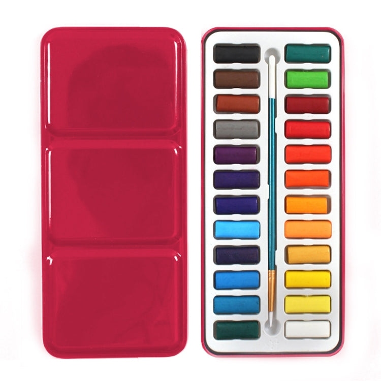 Set di colori ad acquerello solido in scatola di ferro portatile da 24 colori per cancelleria per pittura ad acquarello per studenti di scuola di artista, 24 Colors