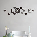 Adesivo da parete fai da te con specchio acrilico creativo LOVE Clock, LOVE Clock Acrylic Mirror (Black), LOVE Clock Acrylic Mirror (Gold), LOVE Clock Acrylic Mirror (Silver)