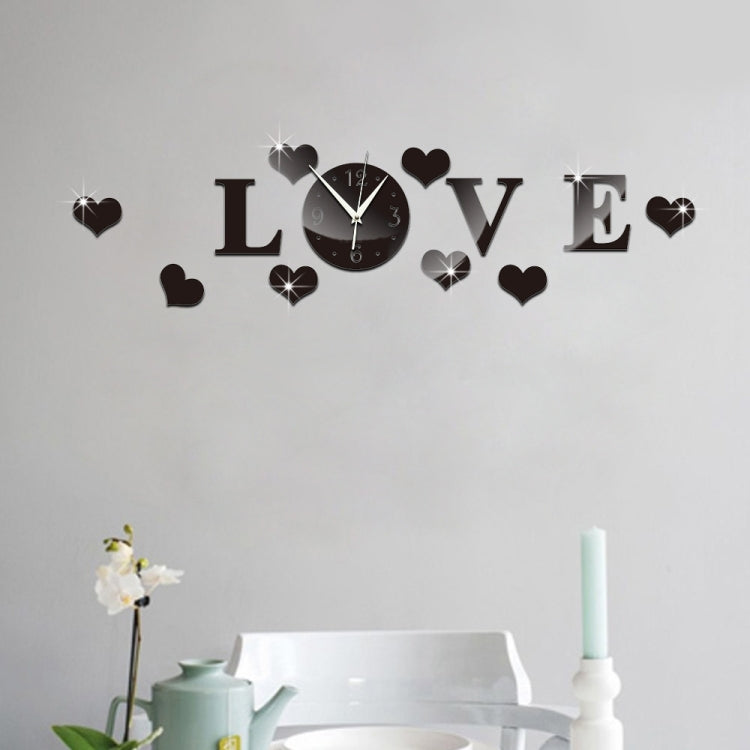 Adesivo da parete fai da te con specchio acrilico creativo LOVE Clock, LOVE Clock Acrylic Mirror (Black), LOVE Clock Acrylic Mirror (Gold), LOVE Clock Acrylic Mirror (Silver)