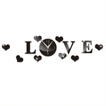 Adesivo da parete fai da te con specchio acrilico creativo LOVE Clock, LOVE Clock Acrylic Mirror (Black), LOVE Clock Acrylic Mirror (Gold), LOVE Clock Acrylic Mirror (Silver)