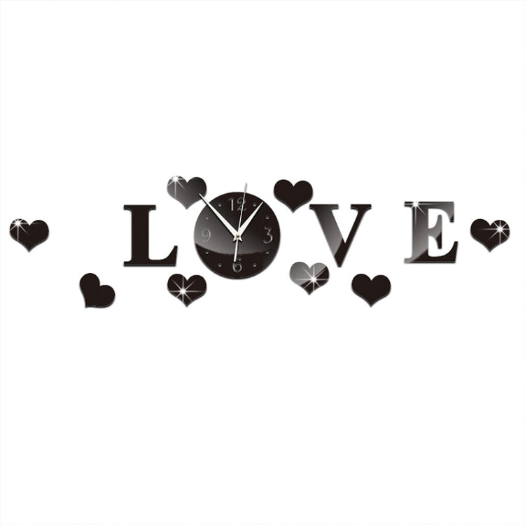 Adesivo da parete fai da te con specchio acrilico creativo LOVE Clock, LOVE Clock Acrylic Mirror (Black), LOVE Clock Acrylic Mirror (Gold), LOVE Clock Acrylic Mirror (Silver)