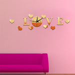 Adesivo da parete fai da te con specchio acrilico creativo LOVE Clock, LOVE Clock Acrylic Mirror (Black), LOVE Clock Acrylic Mirror (Gold), LOVE Clock Acrylic Mirror (Silver)
