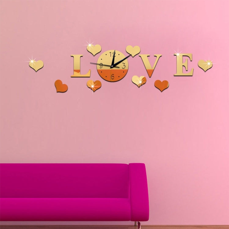 Adesivo da parete fai da te con specchio acrilico creativo LOVE Clock, LOVE Clock Acrylic Mirror (Black), LOVE Clock Acrylic Mirror (Gold), LOVE Clock Acrylic Mirror (Silver)