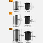 Pattumiera a pedale coperta in acciaio inox 7L