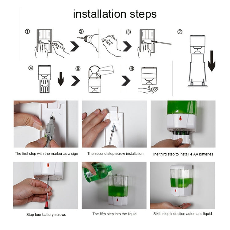 Dispenser automatico di sapone liquido da 700 ml in ABS