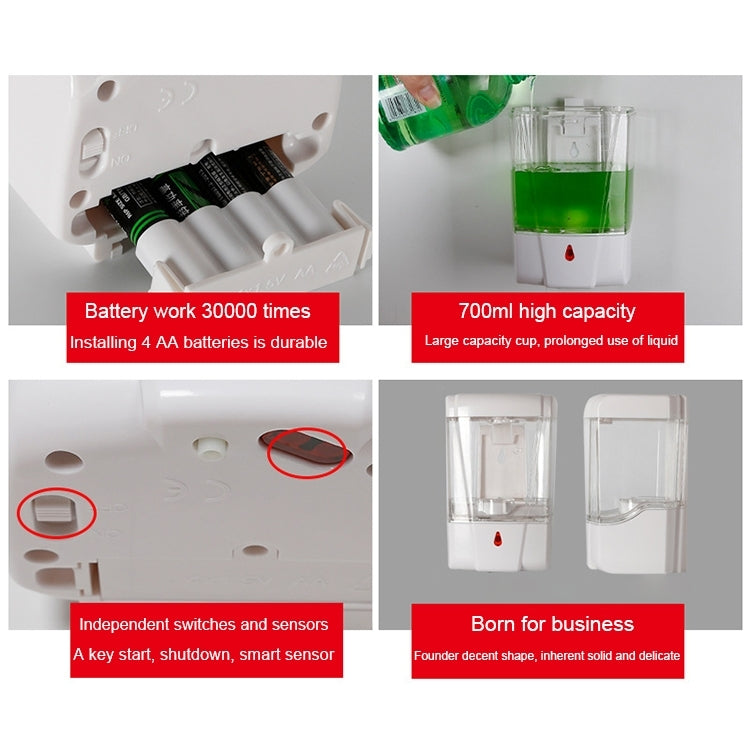 Dispenser automatico di sapone liquido da 700 ml in ABS