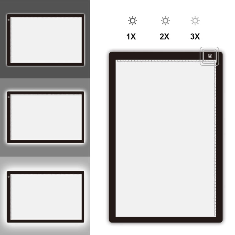 Formato A2 23W 12V LED Lavagna acrilica dimmerabile a tre livelli di luminosità per blocco schizzi di disegni anime, con alimentatore, A2 with Power Adapter