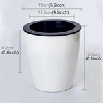 Vasi da fiori pigri Piante in vaso idroponiche ad assorbimento automatico dell'acqua Vasi da fiori in plastica circolare in resina Fioriera autoirrigante con design a doppio strato, Diametro: 15 cm, Altezza: 15,5 cm, Diameter: 15cm, Height: 15.5cm