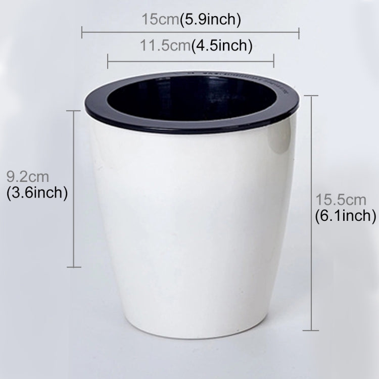 Vasi da fiori pigri Piante in vaso idroponiche ad assorbimento automatico dell'acqua Vasi da fiori in plastica circolare in resina Fioriera autoirrigante con design a doppio strato, Diametro: 15 cm, Altezza: 15,5 cm, Diameter: 15cm, Height: 15.5cm
