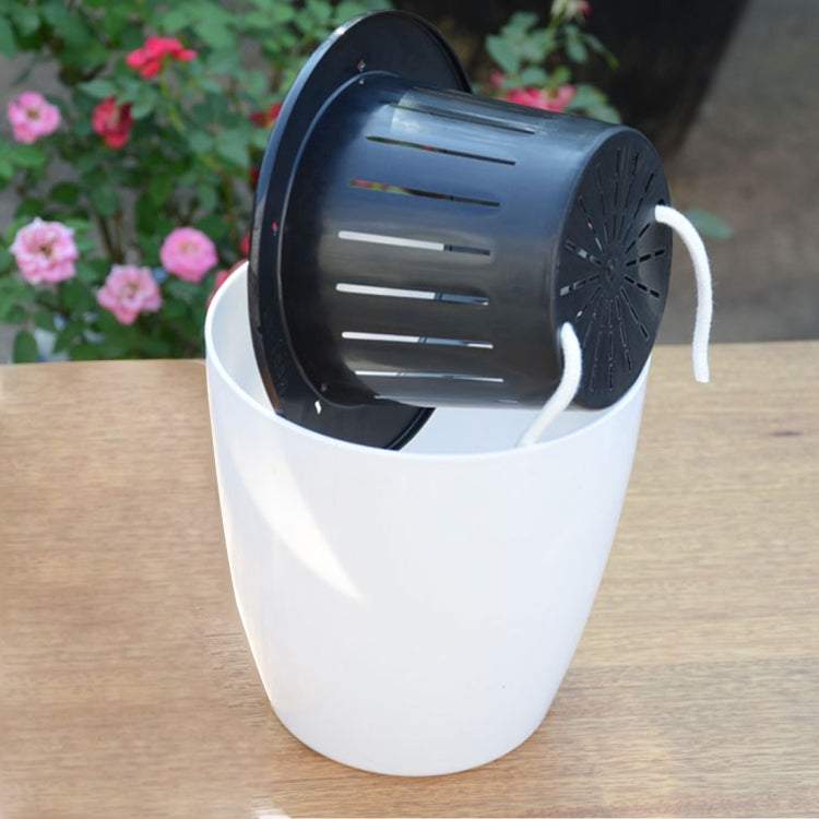 Vasi da fiori pigri Piante in vaso idroponiche ad assorbimento automatico dell'acqua Vasi da fiori in plastica circolare in resina Fioriera autoirrigante con design a doppio strato, Diametro: 15 cm, Altezza: 15,5 cm, Diameter: 15cm, Height: 15.5cm