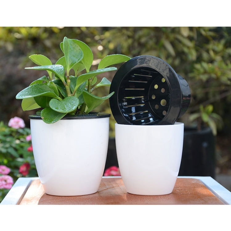 Vasi da fiori pigri Piante in vaso idroponiche ad assorbimento automatico dell'acqua Vasi da fiori in plastica circolare in resina Fioriera autoirrigante con design a doppio strato, Diametro: 15 cm, Altezza: 15,5 cm, Diameter: 15cm, Height: 15.5cm