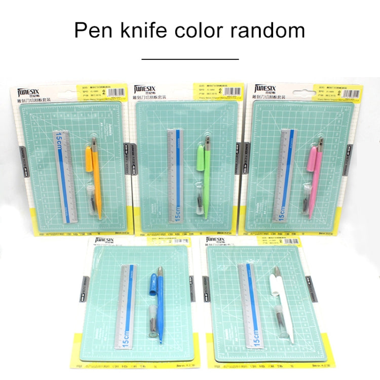 Set tappetino da taglio A5 Junesix Tappetino da taglio, righello e coltello da intaglio, Junesix A5 (Mint Green), Junesix A5 (Pink), Junesix A5 (Blue), Junesix A5 (Purple)