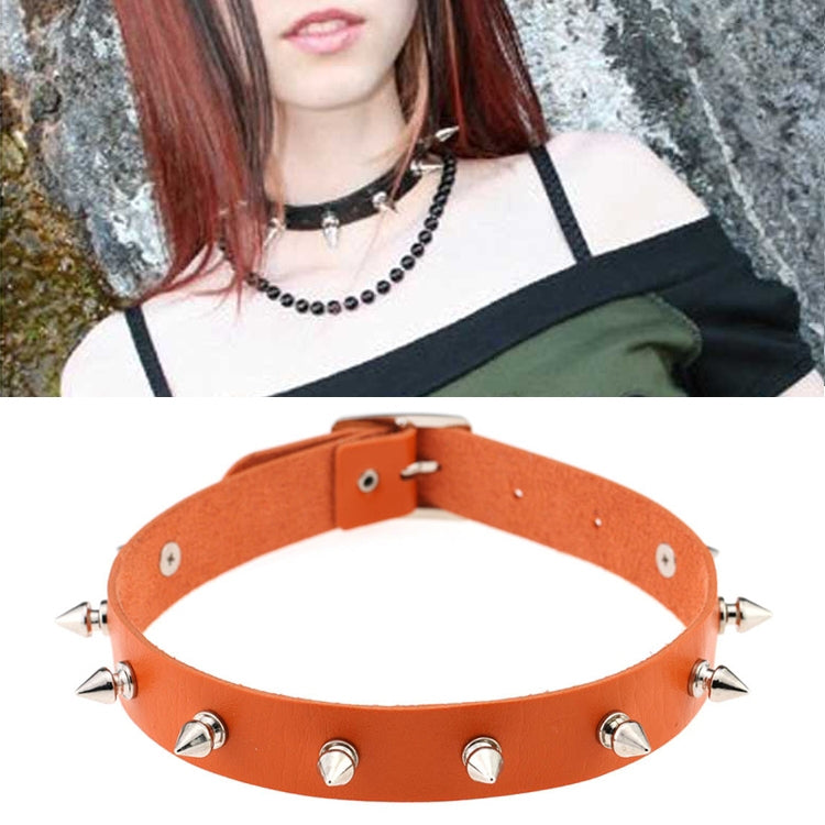 Collare in pelle con rivetti stile punk 41 cm