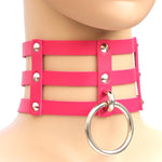 Collana con colletto in pelle con gabbia a 3 file a mano con rivetti gotici punk alla moda Harajuku, (Dark Blue+Yellow+Green), Black, Coffee, 黑+红+黄, DHXQ, Pink, (Green), (White+Dark Blue+Red), (Gold), (Red+White+Green), (Red+White+Red), (Magenta)      ...