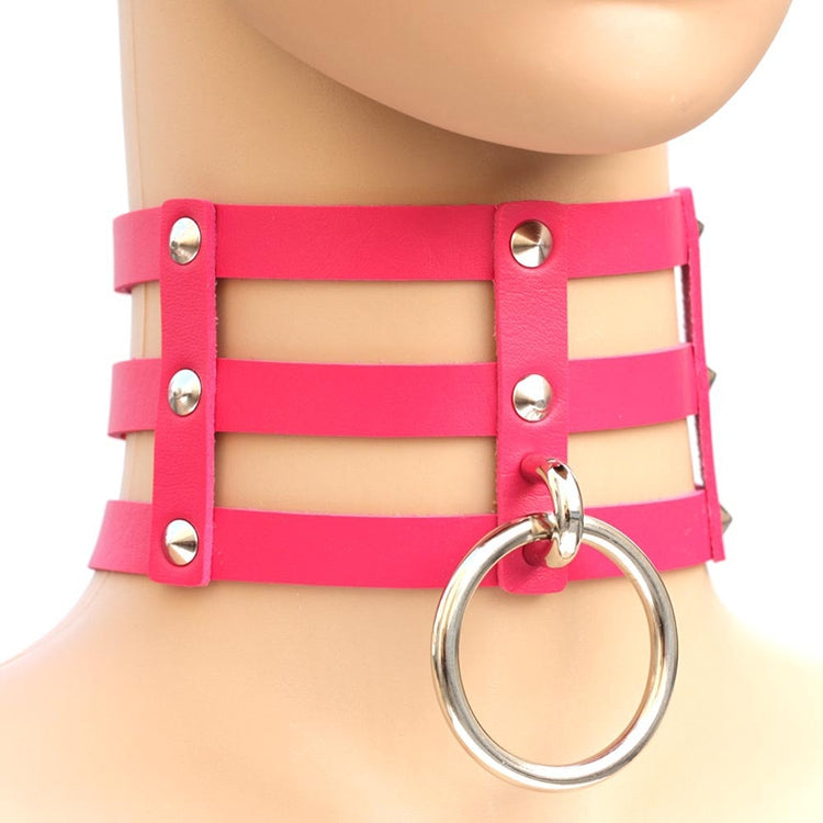 Collana con colletto in pelle con gabbia a 3 file a mano con rivetti gotici punk alla moda Harajuku, (Dark Blue+Yellow+Green), Black, Coffee, 黑+红+黄, DHXQ, Pink, (Green), (White+Dark Blue+Red), (Gold), (Red+White+Green), (Red+White+Red), (Magenta)      ...
