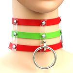 Collana con colletto in pelle con gabbia a 3 file a mano con rivetti gotici punk alla moda Harajuku, (Dark Blue+Yellow+Green), Black, Coffee, 黑+红+黄, DHXQ, Pink, (Green), (White+Dark Blue+Red), (Gold), (Red+White+Green), (Red+White+Red), (Magenta)      ...