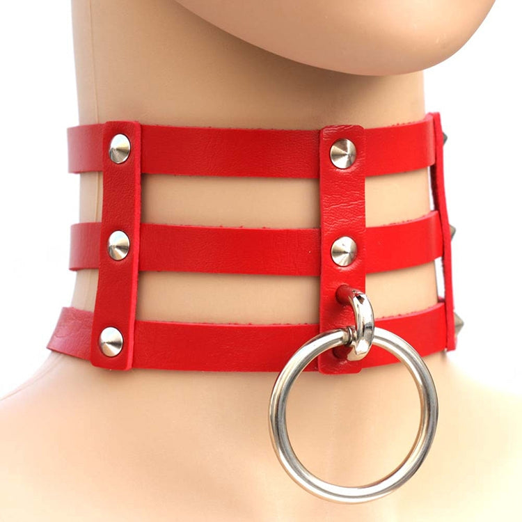 Collana con colletto in pelle con gabbia a 3 file a mano con rivetti gotici punk alla moda Harajuku, (Dark Blue+Yellow+Green), Black, Coffee, 黑+红+黄, DHXQ, Pink, (Green), (White+Dark Blue+Red), (Gold), (Red+White+Green), (Red+White+Red), (Magenta)      ...