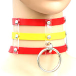 Collana con colletto in pelle con gabbia a 3 file a mano con rivetti gotici punk alla moda Harajuku, (Dark Blue+Yellow+Green), Black, Coffee, 黑+红+黄, DHXQ, Pink, (Green), (White+Dark Blue+Red), (Gold), (Red+White+Green), (Red+White+Red), (Magenta)      ...
