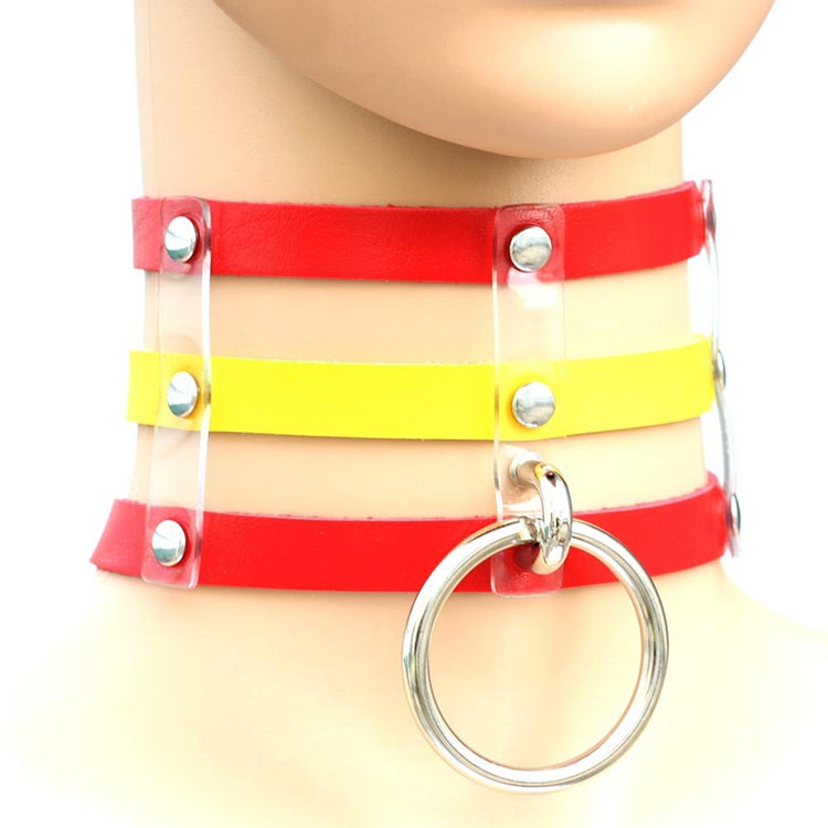 Collana con colletto in pelle con gabbia a 3 file a mano con rivetti gotici punk alla moda Harajuku, (Dark Blue+Yellow+Green), Black, Coffee, 黑+红+黄, DHXQ, Pink, (Green), (White+Dark Blue+Red), (Gold), (Red+White+Green), (Red+White+Red), (Magenta)      ...