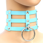 Collana con colletto in pelle con gabbia a 3 file a mano con rivetti gotici punk alla moda Harajuku, (Dark Blue+Yellow+Green), Black, Coffee, 黑+红+黄, DHXQ, Pink, (Green), (White+Dark Blue+Red), (Gold), (Red+White+Green), (Red+White+Red), (Magenta)      ...