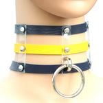 Collana con colletto in pelle con gabbia a 3 file a mano con rivetti gotici punk alla moda Harajuku, (Dark Blue+Yellow+Green), Black, Coffee, 黑+红+黄, DHXQ, Pink, (Green), (White+Dark Blue+Red), (Gold), (Red+White+Green), (Red+White+Red), (Magenta)      ...