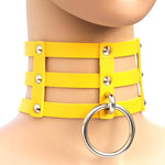 Collana con colletto in pelle con gabbia a 3 file a mano con rivetti gotici punk alla moda Harajuku, (Dark Blue+Yellow+Green), Black, Coffee, 黑+红+黄, DHXQ, Pink, (Green), (White+Dark Blue+Red), (Gold), (Red+White+Green), (Red+White+Red), (Magenta)      ...