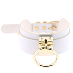 Collana girocollo a forma di O da discoteca con colletto ad anello singolo in oro europeo e americano Harajuku in pelle PU, Gold Ring