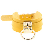 Collana girocollo a forma di O da discoteca con colletto ad anello singolo in oro europeo e americano Harajuku in pelle PU, Gold Ring