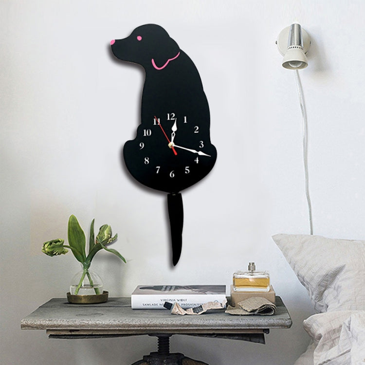 Decorazione della camera da letto dell'ufficio domestico Orologio da parete a forma di cane alimentato a batteria con code oscillanti, dimensioni: 42 x 18 cm, Dog (Black), Dog (White)