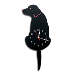 Decorazione della camera da letto dell'ufficio domestico Orologio da parete a forma di cane alimentato a batteria con code oscillanti, dimensioni: 42 x 18 cm, Dog (Black), Dog (White)