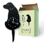 Decorazione della camera da letto dell'ufficio domestico Orologio da parete a forma di cane alimentato a batteria con code oscillanti, dimensioni: 42 x 18 cm, Dog (Black), Dog (White)
