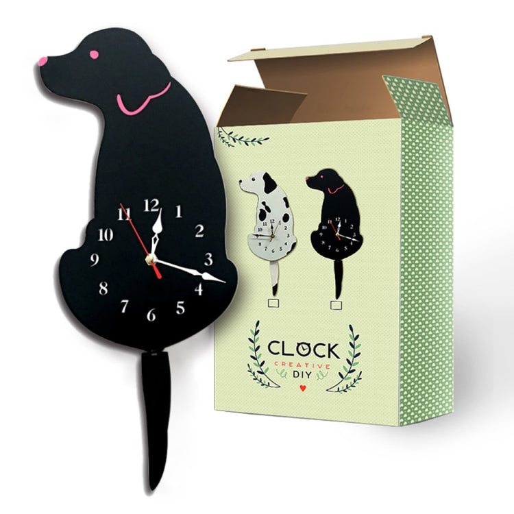 Decorazione della camera da letto dell'ufficio domestico Orologio da parete a forma di cane alimentato a batteria con code oscillanti, dimensioni: 42 x 18 cm, Dog (Black), Dog (White)