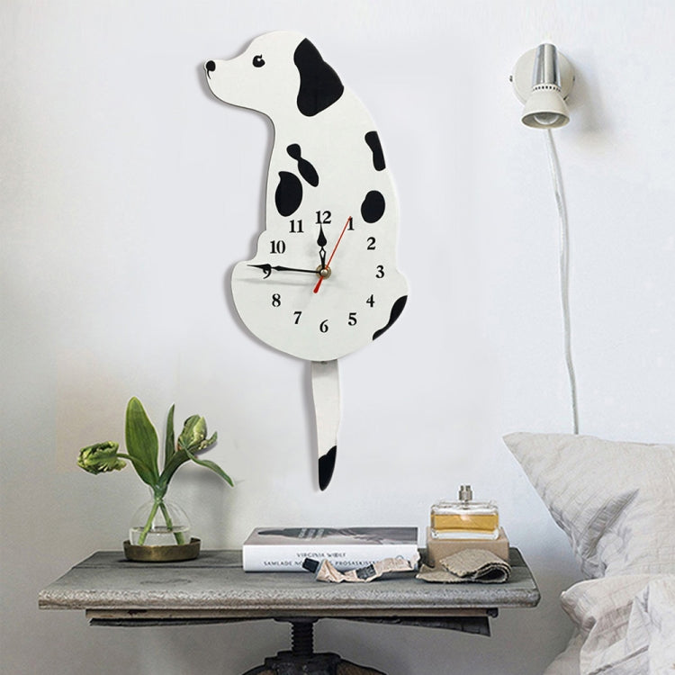 Decorazione della camera da letto dell'ufficio domestico Orologio da parete a forma di cane alimentato a batteria con code oscillanti, dimensioni: 42 x 18 cm, Dog (Black), Dog (White)