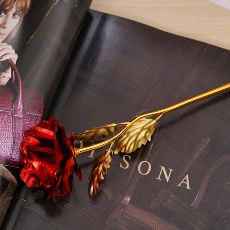 Fiore artificiale rosa con lamina dorata 24K 28cm